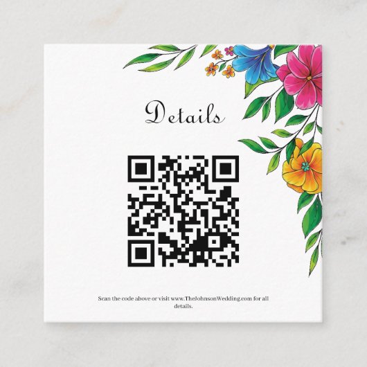 Helder Lentebloemen Bruiloft Zomer QR Code Informatiekaartje (Voorkant)