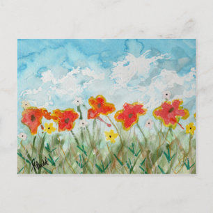 Helder Lentebloemen en Wolken Briefkaart