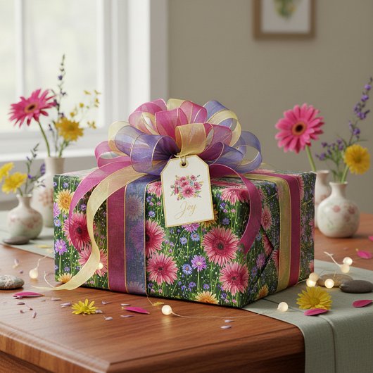 Helder lentebloempatroon cadeaupapier