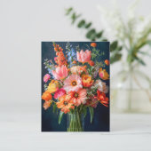 Helder Lentebloemstuk in Glazen Vaas Briefkaart (Staand voorkant)