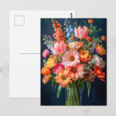 Helder Lentebloemstuk in Glazen Vaas Briefkaart (Voorkant / Achterkant)