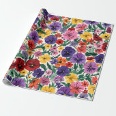 Helder Lentetuiltjes Bloemetuin Patroon Cadeaupapier (Uitgerold)