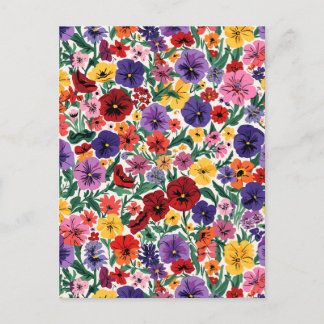 Helder Lentetuiltjes Bloemtuin Patroon Briefkaart