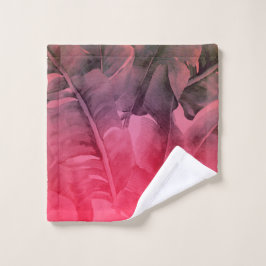 Helder leuk roze tropische zomer palmbladeren bad handdoek