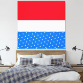 Helder Leuk Sportief Rood Wit Blauw Gestippelde St Canvas Afdruk (Insitu (Slaapkamer))
