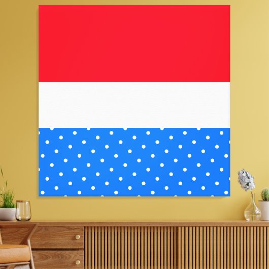 Helder Leuk Sportief Rood Wit Blauw Gestippelde St Canvas Afdruk (Insitu (Woonkamer))