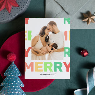 Helder Leuke Mooie Aangepaste Foto Kerstmis Feestdagenkaart