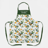 Helder levendig citrus- en bloemengebladerte chef- schort (Voorkant)