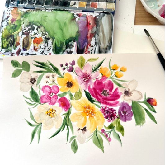 Helder, levendig en wilde bloemen schrift bruidssh bedankkaart