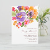 Helder, levendig herfst bloem waterverf foto bruil kaart (Staand voorkant)