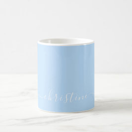 Helder Licht Blauw Wit Minimalistisch Modern Naam Koffiemok
