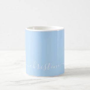 Helder Licht Blauw Wit Minimalistisch Modern Naam  Koffiemok