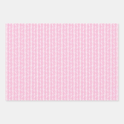 Helder Licht Donker Heet Roze Witte Zigzag Strepen Inpakpapier Vel (Voorkant 2)