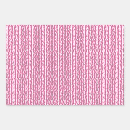 Helder Licht Donker Heet Roze Witte Zigzag Strepen Inpakpapier Vel (Voorkant)