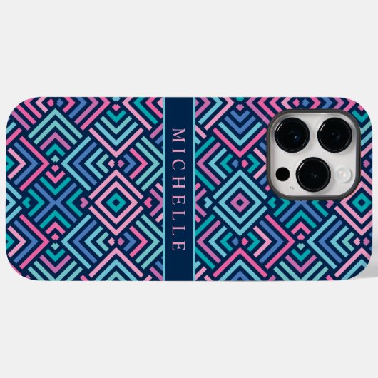  helder licht donkerblauw roze geometrisch Case-Mate iPhone case (Achterkant (horizontaal))