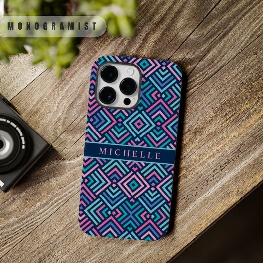  helder licht donkerblauw roze geometrisch Case-Mate iPhone case
