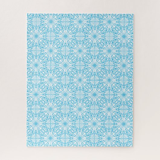 Helder Lichtblauw Wit Geometrisch Symmetriepatroon Legpuzzel (Verticaal)