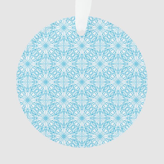 Helder Lichtblauw Wit Geometrisch Symmetriepatroon Ornament (voorkant)