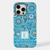  Helder Lichtblauw Wit Paisley iPhone Hoesje (Achterkant)