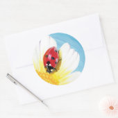 Helder lieveheersbeestje ronde sticker (Envelop)