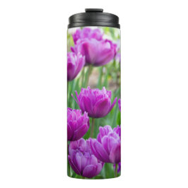 Helder lila tulpen op een zonnige dag      thermosbeker