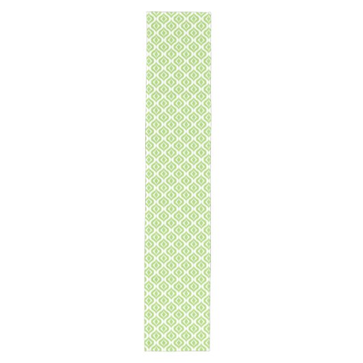 Helder lime groen wit Ikat Ogee Art Patroon Medium Tafelloper (Voorkant)