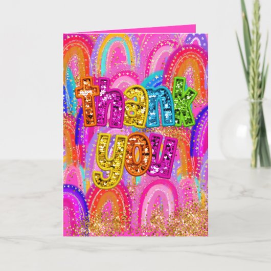 Helder Lovert Letters Regenboog Bedankkaart (Voorkant)