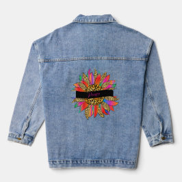 Helder luipaard zonnebloem op maat denim jacket