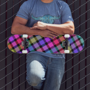 Helder Madras ruitpatroon regenboogruit Persoonlijk Skateboard
