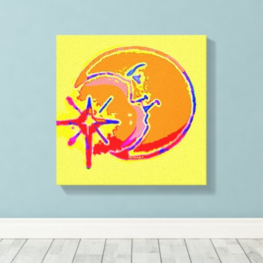 Helder Man in de Moon Wrapped Canvas (Insitu (Houten vloer))