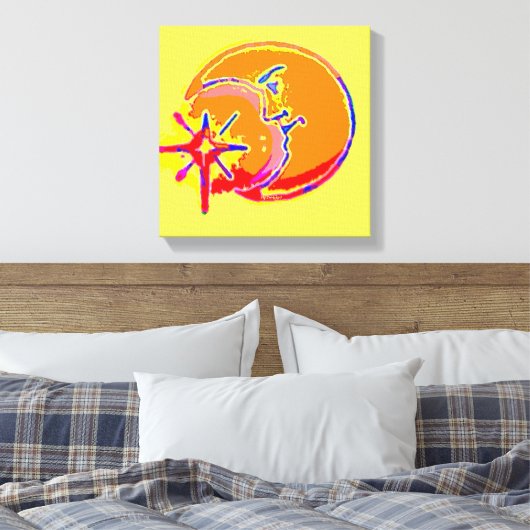 Helder Man in de Moon Wrapped Canvas (Insitu (Slaapkamer))