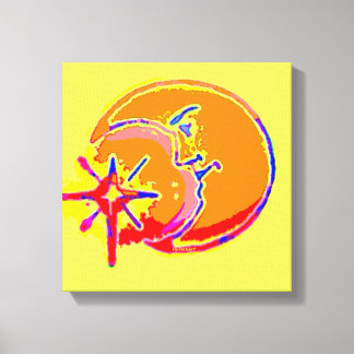 Helder Man in de Moon Wrapped Canvas Afdruk