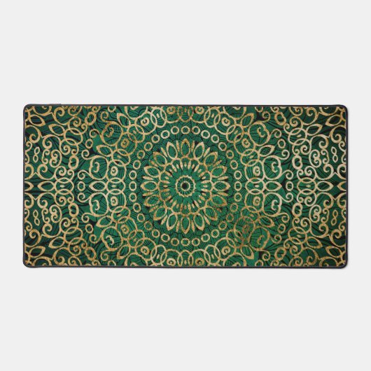 Helder Mandala Kunst Zen Boho Groen En Goud Design Bureaumat (Voorkant)