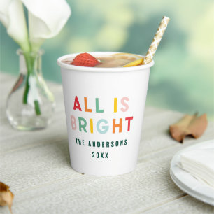 Helder marineblauw modern kerstfamilie decor papieren bekers