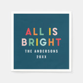 Helder marineblauw modern kerstfamilie decor servet (Voorkant)