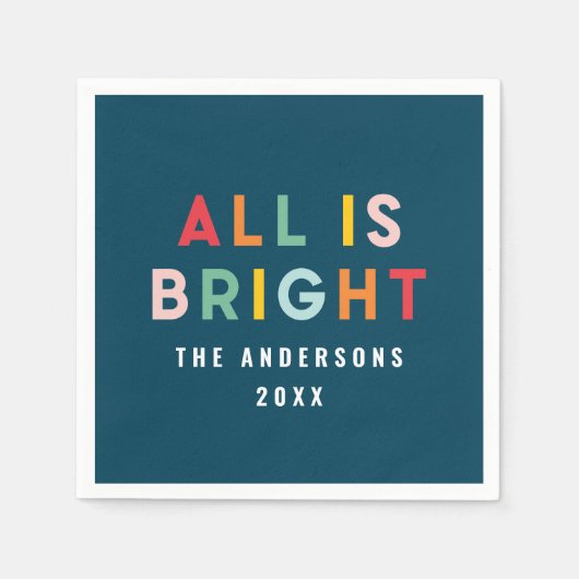 Helder marineblauw modern kerstfamilie decor servet (Voorkant)