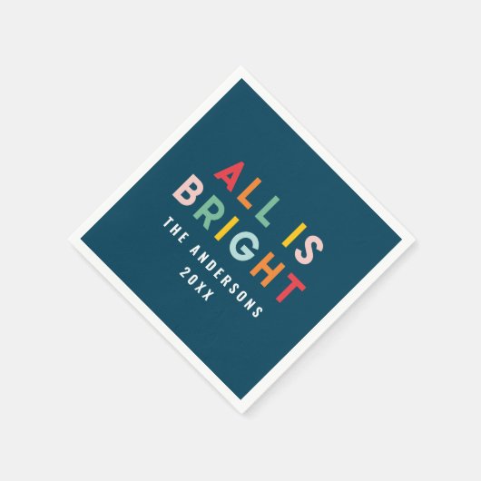 Helder marineblauw modern kerstfamilie decor servet (Hoek)