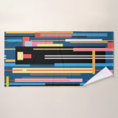 helder meerkleurig abstract patroon van strepen badhanddoek (Badhanddoek)