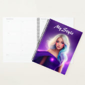 Helder meisje paarse neon dame trendy mooie kunst planner (Display)