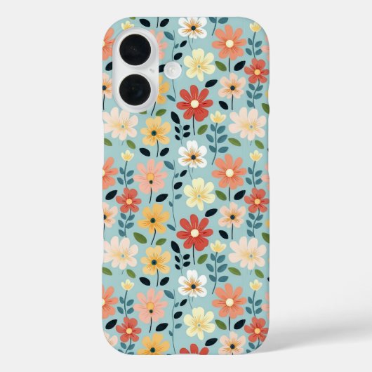 Helder met de hand getekend bloemenweide Case-Mate iPhone case (Achterkant)