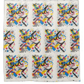 Helder midden eeuw moderne graffiti rood geel blau douchegordijn (Voorkant)