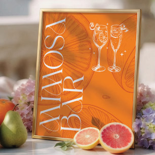 Helder minimalistisch citrus bruids Mimosa bar bor Poster