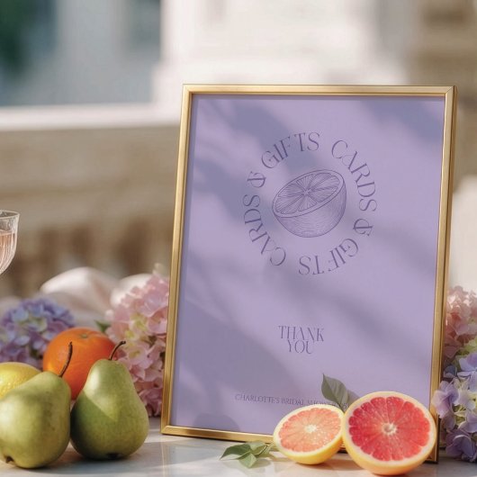 Helder minimalistisch citrus bruidsfeest bord poster