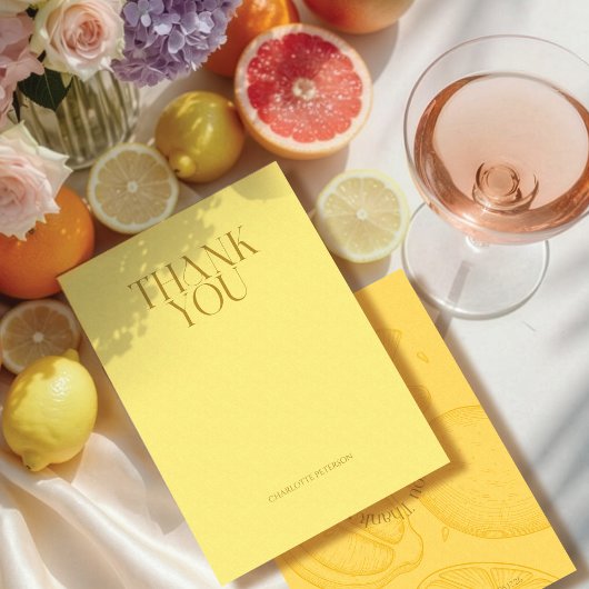 Helder Minimalistisch Citrus Bruiloftsborrel Bedankkaart