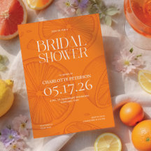 Helder Minimalistische Citrus Bruiloft Uitnodiging