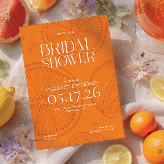 Helder Minimalistische Citrus Bruiloft Uitnodiging