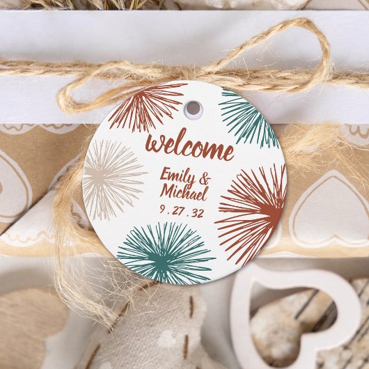 Helder Modern Abstract Donker Teal Koper Bisque Gi Bedankjes Labels