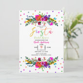 Helder modern bloem wit fiesta bruiloftsshower kaart (Staand voorkant)