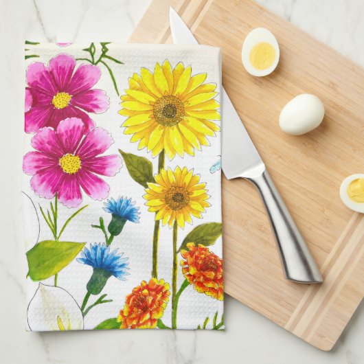 Helder modern bloemstuk accent keukendoek theedoek (Quarter Fold)