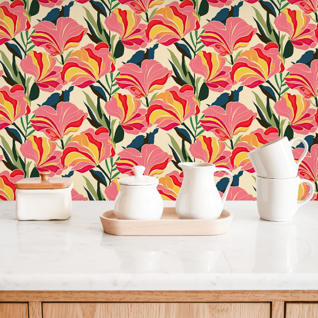 Helder Modern Chintz Bloemmotief  Behang (Creator heeft geüpload)